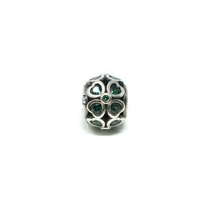 Pandora lucky clover dark green  CZ Charm STERLING SILVER 925 ALE